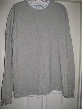 Denim & Flower Heavyweight Gray Long Sleeve Shirt with White Trim Size Large
